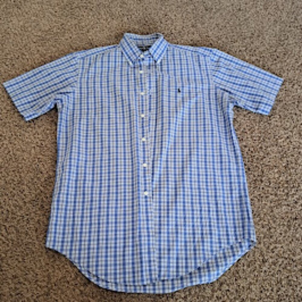 Ralph lauren Button down classic fit plaid shirt blue medium